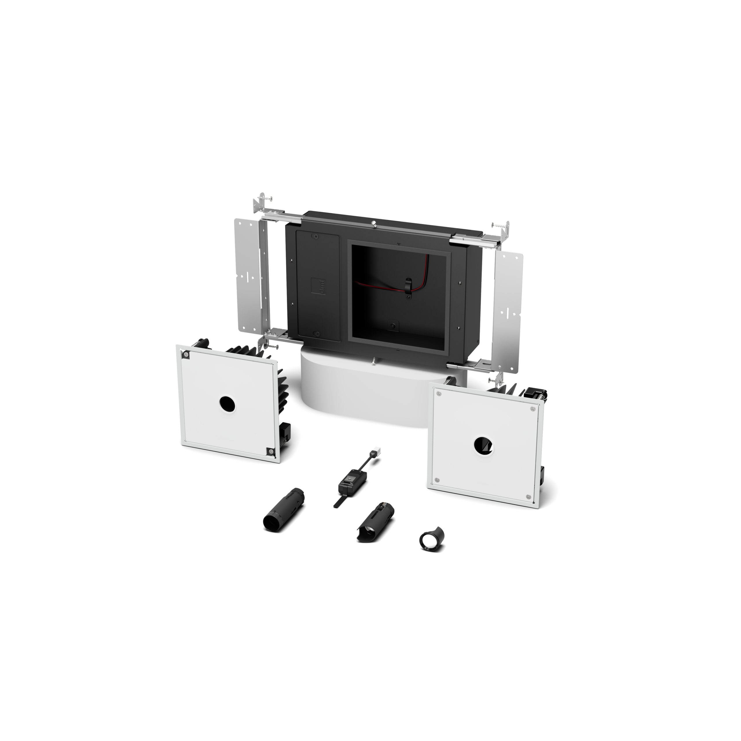 DMF True 1 1-inch aperture recessed LED downlight family components including housing, drivers, and trim options